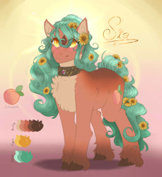 Size: 1466x1598 | Tagged: safe, artist:mint-and-love, imported from derpibooru, oc, oc:fantasia, oc:sia, clydesdale, earth pony, wolf, wolf pony, flower, fretlocks, reference sheet, sunflower