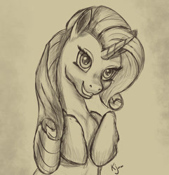 Size: 1027x1067 | Tagged: safe, artist:tauts05, imported from derpibooru, rarity, pony, female, monochrome, solo, traditional art