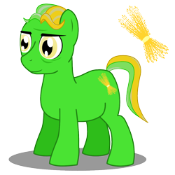 Size: 1000x1000 | Tagged: safe, artist:warren peace, imported from derpibooru, oc, oc only, oc:dr. wheat germ, earth pony, pony, chubby, cutie mark, fat, food, male, obese, old, shadow, simple background, smiling, solo, stallion, transparent background, vector, wheat