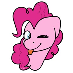 Size: 2000x2000 | Tagged: safe, artist:jellysketch, artist:jellyys, imported from derpibooru, pinkie pie, earth pony, pony, :p, cute, diapinkes, female, one eye closed, simple background, smiley face, smiling, solo, tongue out, wink