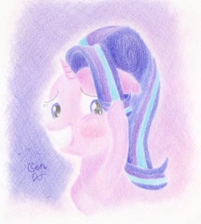 Size: 541x600 | Tagged: safe, artist:yayuyochan3y, imported from derpibooru, starlight glimmer, nervous, traditional art