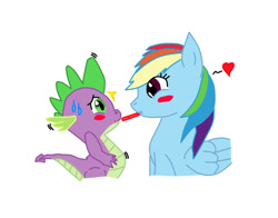 Size: 765x600 | Tagged: safe, artist:dawnfelix, imported from derpibooru, rainbow dash, spike, blushing, female, food, heart, ice pop, male, pasta, rainbowspike, remake, shipping, spaghetti, straight