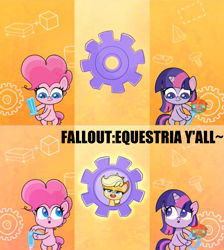 Size: 1364x1520 | Tagged: safe, edit, edited screencap, imported from derpibooru, screencap, applejack, pinkie pie, twilight sparkle, pony, fallout equestria, badge of shame, my little pony: pony life, spoiler:pony life s01e13, bipedal, g4.5, ministry of wartime technology