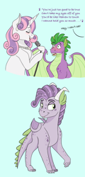 Size: 1906x3961 | Tagged: safe, artist:pastel-charms, imported from derpibooru, spike, sweetie belle, oc, oc:silver note, dracony, dragon, hybrid, pony, female, interspecies offspring, male, offspring, older, parent:spike, parent:sweetie belle, parents:spikebelle, shipping, spikebelle, straight, winged spike, wings