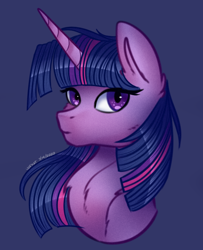 Size: 812x1002 | Tagged: safe, artist:smolbookhorse, imported from derpibooru, twilight sparkle, pony, bust, female, looking at you, mare, simple background, solo