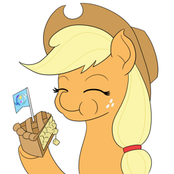 Size: 950x950 | Tagged: safe, artist:mkogwheel, imported from derpibooru, applejack, earth pony, pony, apple, apple pie, eating, female, food, herbivore, pie, simple background, solo, white background