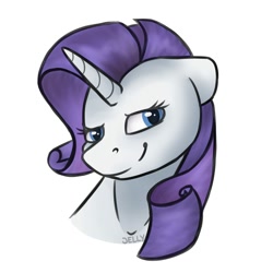 Size: 2000x2000 | Tagged: safe, artist:jellysiek, artist:jellysketch, imported from derpibooru, rarity, pony, unicorn, bust, female, high res, looking at you, simple background, smiling, smiling at you, solo, white background