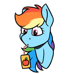 Size: 3000x3000 | Tagged: safe, artist:jellysiek, artist:jellysketch, imported from derpibooru, rainbow dash, pegasus, pony, apple juice, digital art, drinking, female, juice, juice box, simple background, solo, straw, white background