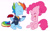 Size: 2547x1584 | Tagged: safe, artist:chub-wub, imported from derpibooru, pinkie pie, rainbow dash, earth pony, pegasus, pony, the last problem, alternate hairstyle, clothes, disappearing ink, eyes closed, female, hoof hold, jacket, laughing, mare, missing cutie mark, older, older pinkie pie, older rainbow dash, open mouth, prank, simple background, sitting, white background, whoopee cushion