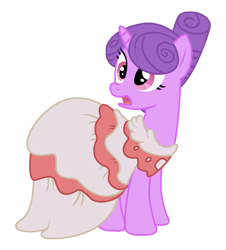 Size: 1195x1321 | Tagged: safe, artist:third uncle, artist:three uncle, imported from derpibooru, north star, pony, unicorn, sweet and elite, clothes, dress, female, gala dress, mare, open mouth, simple background, surprised, transparent background