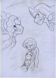 Size: 1280x1762 | Tagged: safe, artist:crock2121, imported from derpibooru, adagio dazzle, equestria girls, amazonian, angry, crossover, crying, dc comics, dc superhero girls, diana prince, monochrome, scythian, traditional art, wonder woman