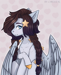 Size: 2205x2677 | Tagged: safe, artist:chrystal_company, imported from derpibooru, oc, oc only, pegasus, pony, braid, colored hooves, pegasus oc, raised hoof, solo, wings