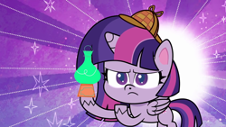 Size: 1920x1080 | Tagged: safe, imported from derpibooru, screencap, twilight sparkle, alicorn, pony, my little pony: pony life, potion mystery, spoiler:pony life s01e19, deerstalker, detective, g4.5, hat, potion, sherlock sparkle, twilight sparkle (alicorn)