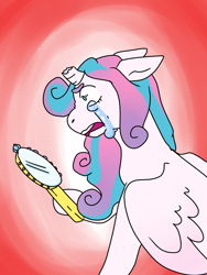 Size: 768x1024 | Tagged: safe, artist:cloudysk1es, imported from derpibooru, princess flurry heart, broken horn, crying, horn, mirror, older, older flurry heart, sad