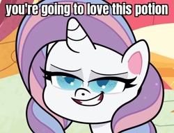 Size: 780x600 | Tagged: safe, edit, edited screencap, imported from derpibooru, screencap, potion nova, pony, unicorn, meet potion nova!, my little pony: pony life, spoiler:pony life s01e21, bedroom eyes, caption, cropped, dirty talk, female, g4.5, image macro, lidded eyes, mare, seductive, seductive look, sexy, smug, solo, stupid sexy potion nova, text