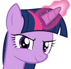 Size: 2386x2336 | Tagged: safe, artist:slb94, imported from derpibooru, twilight sparkle, pony, looking at you, magic, simple background, smiling, smirk, solo, this will not end well, transparent background, vector