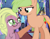 Size: 980x768 | Tagged: safe, artist:somecoconut, imported from derpibooru, oc, oc only, oc:apple wildfire, oc:greenfire, dracony, hybrid, pony, female, filly, freckles, glasses, interspecies offspring, mare, offspring, parent:applejack, parent:spike, parents:applespike, siblings, sisters, slit eyes, slit pupils, twilight's castle