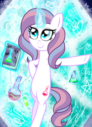 Size: 800x1100 | Tagged: safe, artist:katya, imported from derpibooru, potion nova, my little pony: pony life, bipedal, bipedal leaning, book, chemicals, chemistry, formula, g4.5, leaning, magic, potion, potions, spell