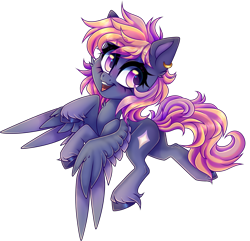 Size: 2977x2874 | Tagged: safe, alternate version, artist:_spacemonkeyz_, imported from derpibooru, oc, oc only, pegasus, pony, :d, background removed, ear piercing, earring, jewelry, pegasus oc, piercing, simple background, smiling, solo, transparent background, unshorn fetlocks, wings