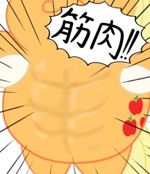 Size: 1280x1480 | Tagged: safe, artist:iroenpitu_nico, imported from derpibooru, applejack, 8-pack abs, abs, digital art, female, japanese, muscles, solo, strong