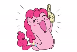 Size: 2039x1377 | Tagged: safe, artist:iroenpitu_nico, imported from derpibooru, pinkie pie, pony, sonic rainboom (episode), blushing, digital art, female, foam finger, open mouth, scene interpretation, smiling, solo