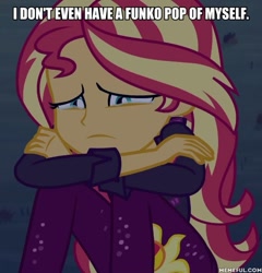 Size: 600x624 | Tagged: safe, edit, edited screencap, imported from derpibooru, screencap, sunset shimmer, equestria girls, equestria girls series, sunset's backstage pass!, spoiler:eqg series (season 2), caption, crying, image macro, memeful.com, sad, text