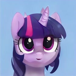 Size: 1024x1024 | Tagged: safe, artist:thisponydoesnotexist, imported from derpibooru, twilight sparkle, alicorn, pony, ai content, ai generated, devil horns, female, generator:thisponydoesnotexist, horn, mare, neural network, not twilight sparkle, solo