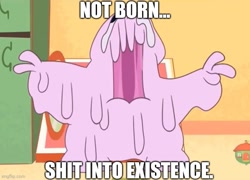 Size: 616x444 | Tagged: safe, edit, edited screencap, imported from derpibooru, screencap, campfire stories, my little pony: pony life, spoiler:pony life s01e16, ambiguous gender, caption, dogma, g4.5, golgothan, image macro, meme, quote, solo, text, view askewniverse, vulgar