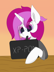 Size: 6000x8000 | Tagged: safe, artist:skylarpalette, imported from derpibooru, oc, oc only, oc:skylar palette, pony, unicorn, cheek fluff, clothes, colored, drawing, drawing tablet, ear fluff, female, focused, glasses, hoodie, horn, looking down, mare, pen, pink eyes, pink mane, simple background, simple shading, solo, table, unicorn oc, white fur