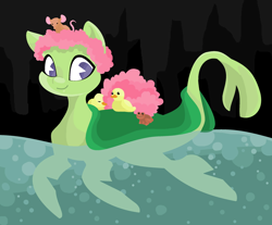 Size: 2564x2124 | Tagged: safe, artist:smirk, imported from derpibooru, frog, mouse, original species, plant pony, duckling, flippers, legitimately amazing mspaint, lilypad, ms paint, petals, plant, solo