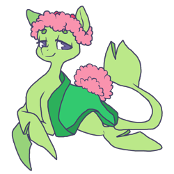 Size: 2132x2128 | Tagged: safe, artist:smirk, imported from derpibooru, oc, oc only, original species, plant pony, flippers, legitimately amazing mspaint, lidded eyes, lilypad, ms paint, plant, simple background, transparent background