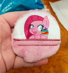 Size: 1836x1966 | Tagged: safe, artist:sew_adorkable, imported from derpibooru, pinkie pie, capsule, gacha, irl, photo, pinkamena diane pie, plushie