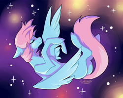 Size: 4724x3779 | Tagged: safe, artist:livzkat, imported from derpibooru, oc, oc only, oc:dipper, pegasus, pony, female, floating, free, mare, my little pony, peaceful, solo, space, stars, the cosmos, zero gravity