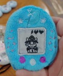 Size: 1164x1397 | Tagged: safe, artist:sew_adorkable, imported from derpibooru, trixie, buttons, cape, clothes, cute, diatrixes, embroidery, female, hat, irl, photo, plushie, tamagotchi, trixie's cape, trixie's hat