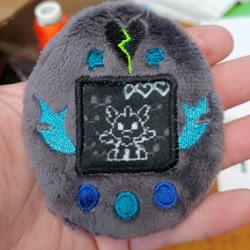 Size: 2048x2048 | Tagged: safe, artist:sew_adorkable, artist:trashkitten-plushies, imported from derpibooru, changeling, cute, cuteling, embroidery, irl, photo, plushie, solo, tamagotchi
