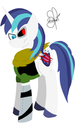 Size: 1553x2611 | Tagged: safe, artist:richartspark, imported from derpibooru, shining armor, pony, unicorn, bionic eye, clothes, male, scarf, solo