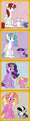 Size: 2250x9000 | Tagged: safe, artist:tjpones, imported from derpibooru, luster dawn, princess celestia, princess luna, twilight sparkle, oc, oc:fausticorn, oc:matriarch zeg'us, alicorn, pony, unicorn, zebra, the last problem, alicornified, cewestia, circle of life, female, filly, lustercorn, lustie, princess twilight 2.0, sitting, squatpony, twiggie, twiggie 2.0, twilight sparkle (alicorn), woona, woonoggles, younger