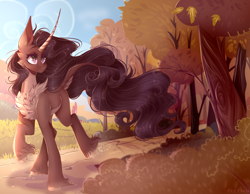 Size: 2064x1600 | Tagged: safe, artist:keltonia, imported from derpibooru, oc, oc only, pony, unicorn, chest fluff, female, forest, mare, oc name needed, oc needed, solo, tree