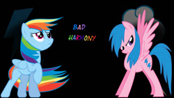 Size: 1366x768 | Tagged: safe, artist:invader-zil, imported from derpibooru, firefly, rainbow dash, pegasus, wallpaper