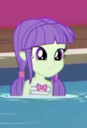 Size: 828x1209 | Tagged: safe, imported from derpibooru, screencap, starlight, starshine, equestria girls, equestria girls series, spring breakdown, clothes, cropped, low quality, striped swimsuit, swimming pool, swimsuit, upscaled, water