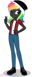 Size: 1316x3158 | Tagged: safe, artist:amgiwolf, imported from derpibooru, oc, oc only, equestria girls, clothes, one eye closed, plaid shirt, shirt, simple background, solo, transparent background, wink