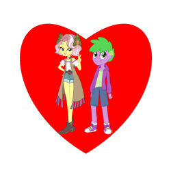 Size: 800x800 | Tagged: safe, imported from derpibooru, spike, vignette valencia, equestria girls, heart, human spike, shipping, shipping heart, vignespike