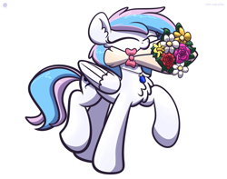 Size: 3250x2560 | Tagged: dead source, safe, artist:kimjoman, artist:php142, imported from derpibooru, oc, oc only, oc:starburn, pegasus, bouquet, cute, flower, jewelry, necklace