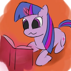 Size: 1076x1076 | Tagged: safe, artist:chocodamai, imported from derpibooru, twilight sparkle, pony, book, digital art, female, magic, reading, solo