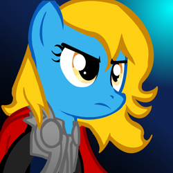 Size: 700x700 | Tagged: safe, artist:marytheechidna, imported from derpibooru, oc, oc only, oc:internet explorer, earth pony, pony, ask internet explorer, browser ponies, internet explorer, solo, thor