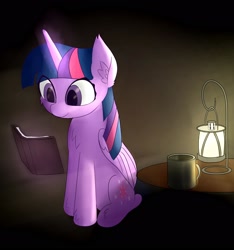 Size: 1500x1600 | Tagged: safe, artist:chocodamai, imported from derpibooru, twilight sparkle, alicorn, pony, book, female, lantern, levitation, magic, mare, mug, solo, telekinesis, twilight sparkle (alicorn)