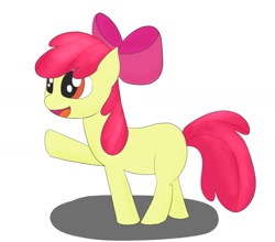 Size: 1309x1154 | Tagged: safe, artist:chocodamai, imported from derpibooru, apple bloom, earth pony, pony, apple bloom's bow, blank flank, bow, digital art, female, filly, hair bow, smiling, solo