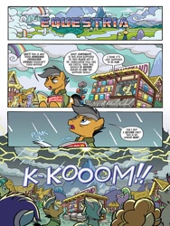 Size: 768x1024 | Tagged: safe, artist:tonyfleecs, idw, imported from derpibooru, coco pommel, daisy, flower wishes, lyra heartstrings, quibble pants, roseluck, spoiler:comic, spoiler:friendship in disguise, spoiler:friendship in disguise01, comic, imminent crossover, imminent invasion, lightning, meta, moments before disaster, rant