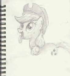 Size: 1246x1360 | Tagged: safe, artist:chocodamai, imported from derpibooru, applejack, pony, behaving like a dog, cowboy hat, female, hat, panting, pencil drawing, solo, tongue out, traditional art