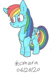 Size: 683x965 | Tagged: safe, artist:cmara, imported from derpibooru, rainbow dash, pegasus, pony, female, mare, solo, traditional art